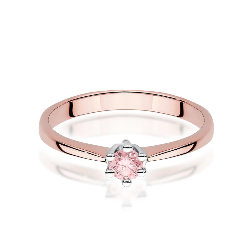 Inel Aur 14K cu Diamant Roz de Laborator 0.15 ct, imaginea 6 din 12