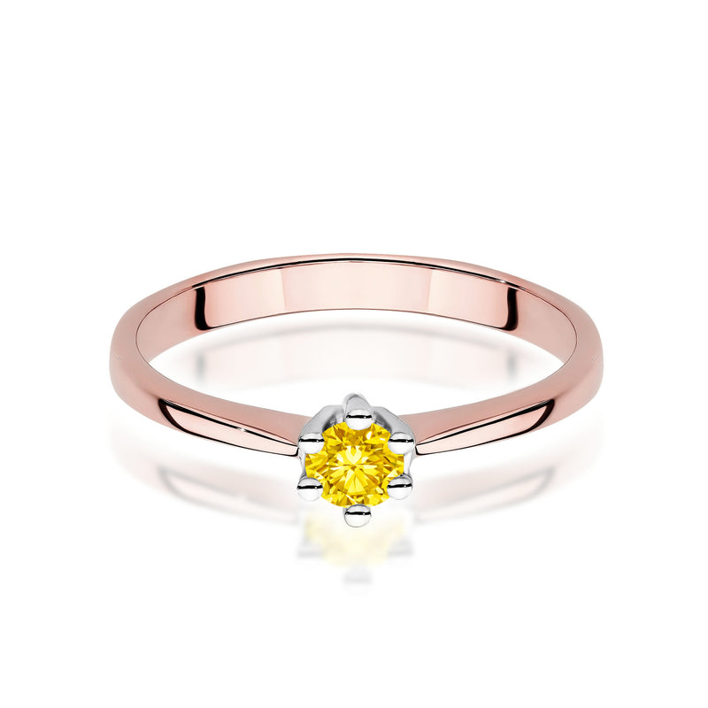 Inel Aur 14K cu Diamant Galben de Laborator 0.15 ct, imaginea 6 din 12