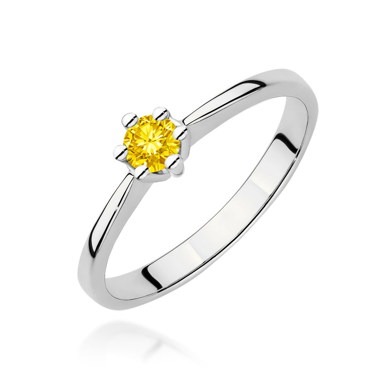 Inel Aur 14K cu Diamant Galben de Laborator 0.15 ct, imaginea 9 din 12