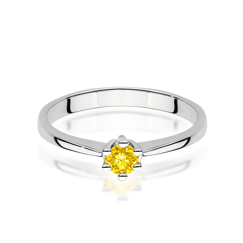 Inel Aur 14K cu Diamant Galben de Laborator 0.15 ct, imaginea 10 din 12