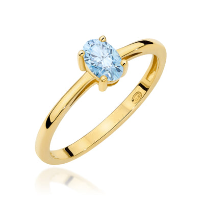 Inel Aur 9K cu Diamant Albastru de Laborator 0.30 ct