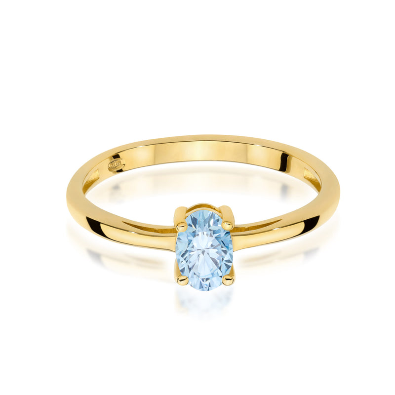 Inel Aur 9K cu Diamant Albastru de Laborator 0.30 ct, imaginea 2 din 8