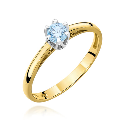 Inel Aur 9K cu Diamant Albastru de Laborator 0.15 ct