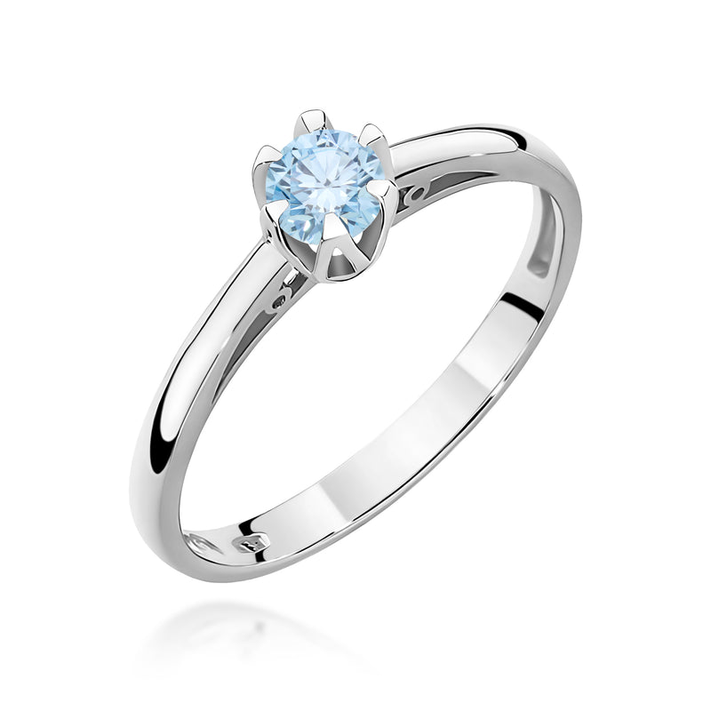 Inel Aur 9K cu Diamant Albastru de Laborator 0.15 ct, imaginea 5 din 8