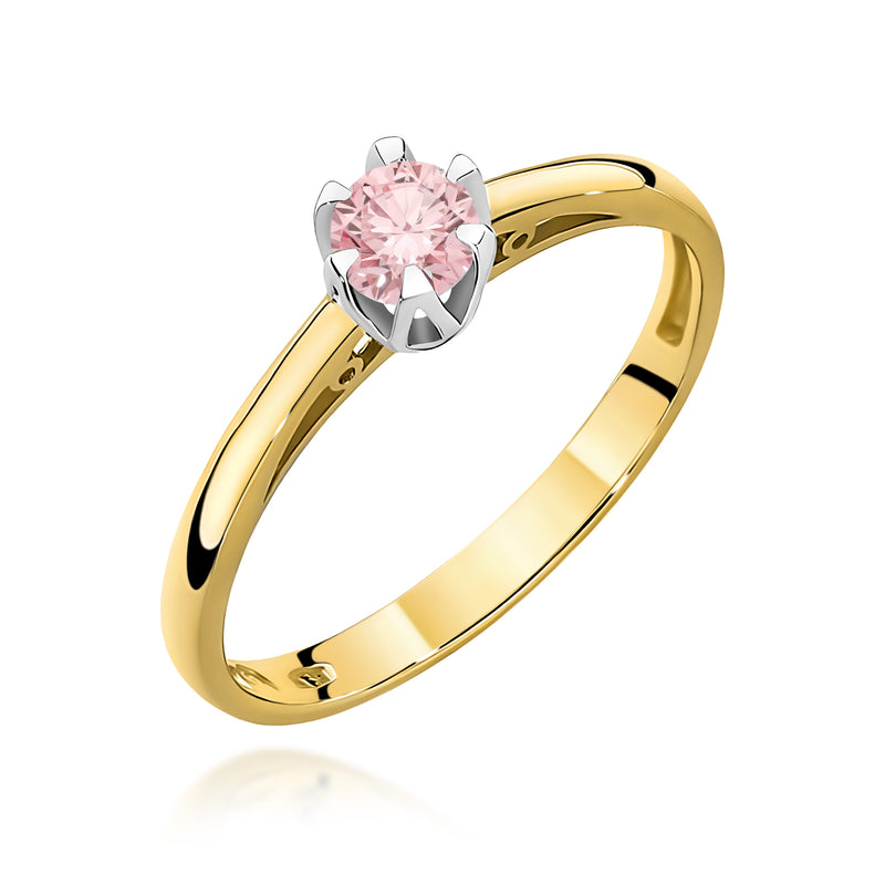 Inel Aur 9K cu Diamant Roz de Laborator 0.15 ct — Aur galben