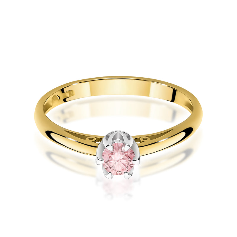 Inel Aur 9K cu Diamant Roz de Laborator 0.15 ct, imaginea 2 din 8