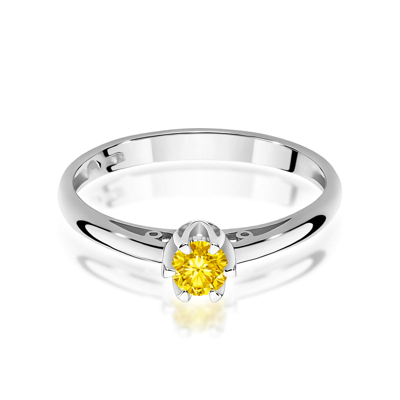 Inel Aur 9K cu Diamant Galben de Laborator 0.15 ct, imaginea 6 din 8