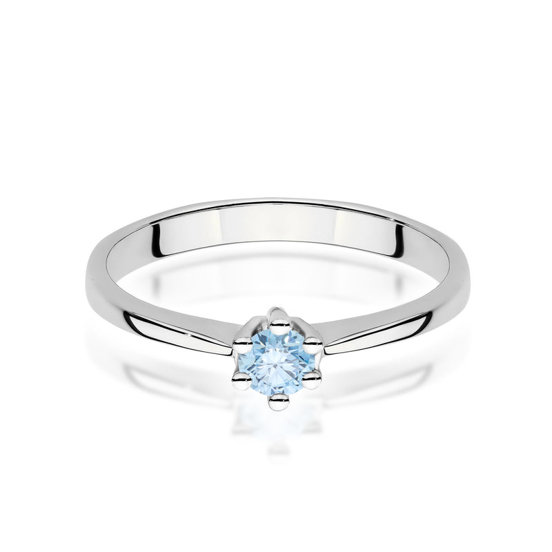 Inel Aur 9K cu Diamant Albastru de Laborator 0.15 ct, imaginea 6 din 8