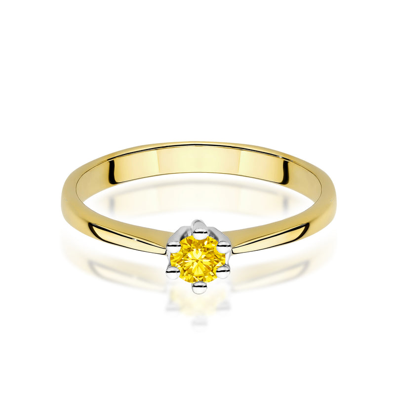 Inel Aur 9K cu Diamant Galben de Laborator 0.15 ct, imaginea 2 din 8