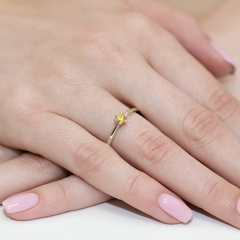 Inel Aur 9K cu Diamant Galben de Laborator 0.15 ct, imaginea 8 din 8