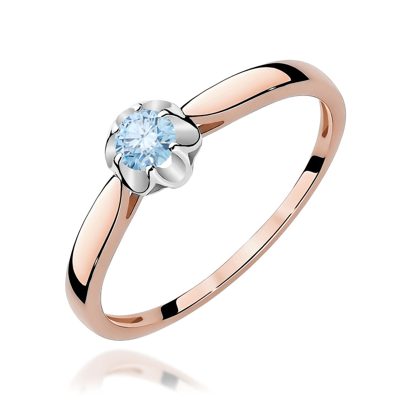 Inel Aur 14K cu Diamant Albastru de Laborator 0.15 ct, imaginea 5 din 12