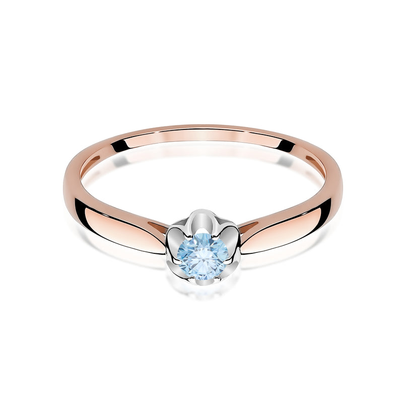 Inel Aur 14K cu Diamant Albastru de Laborator 0.15 ct, imaginea 6 din 12