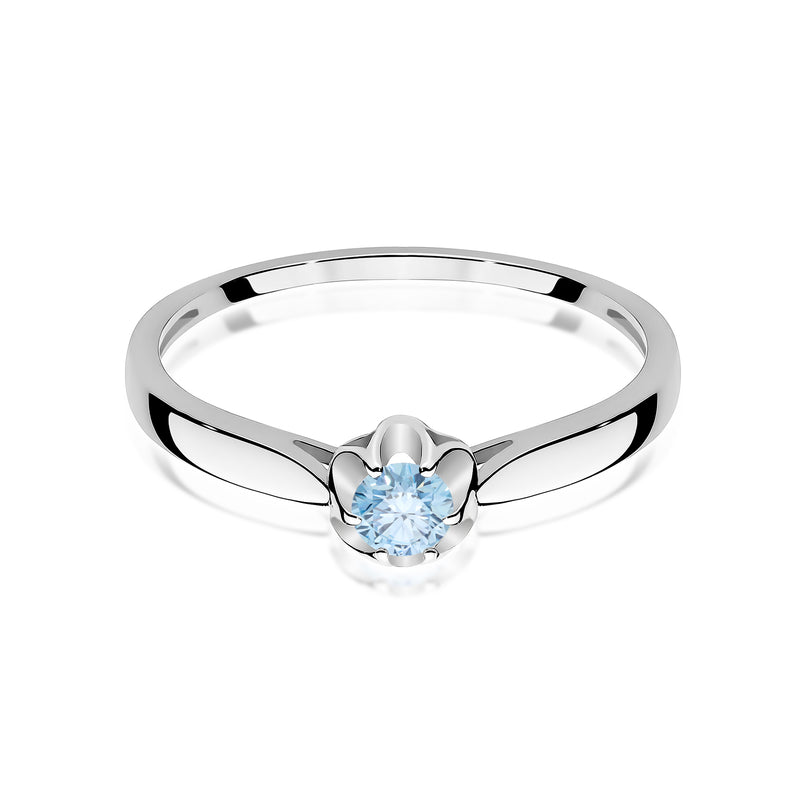 Inel Aur 14K cu Diamant Albastru de Laborator 0.15 ct, imaginea 10 din 12