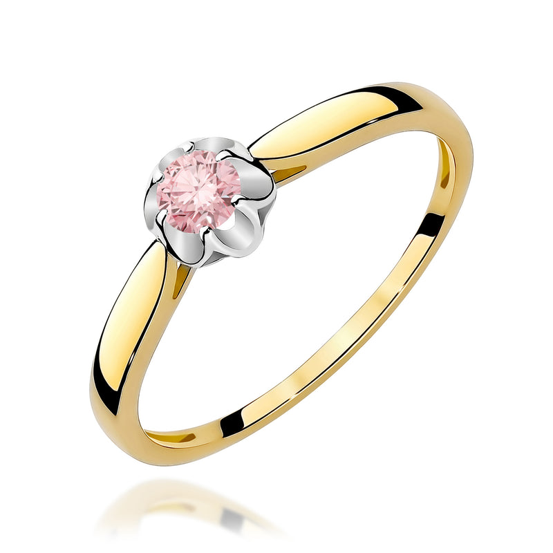 Inel Aur 14K cu Diamant Roz de Laborator 0.15 ct — Aur galben