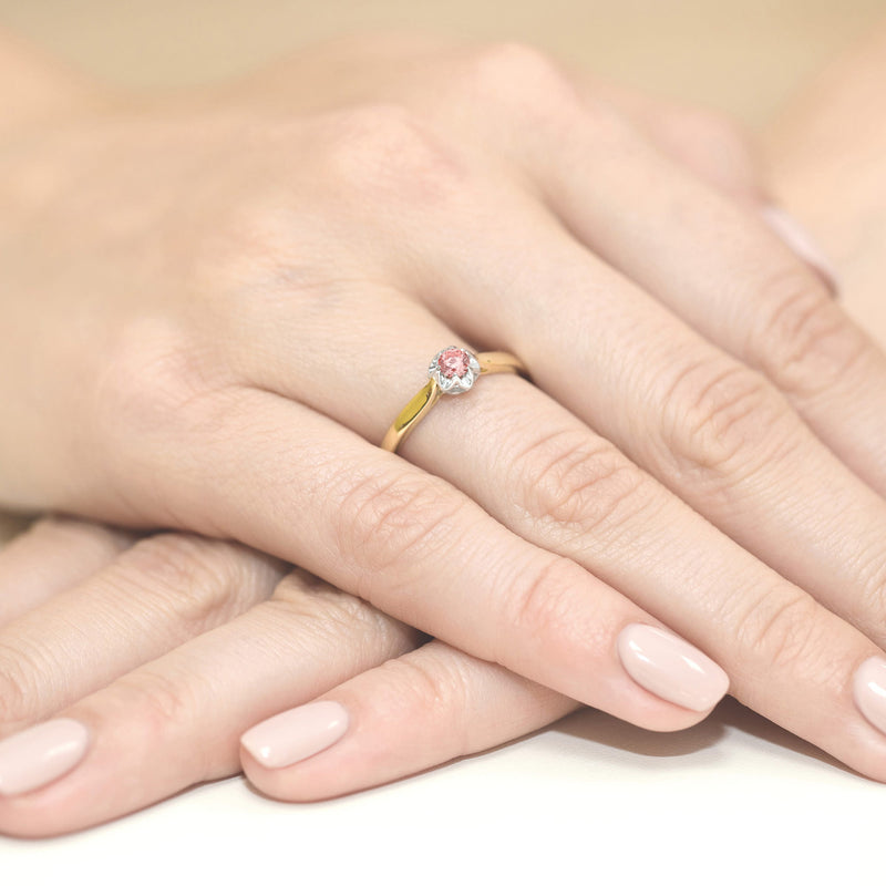 Inel Aur 14K cu Diamant Roz de Laborator 0.15 ct, imaginea 4 din 12