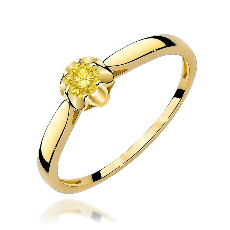 Inel Aur 14K cu Diamant Galben de Laborator 0.15 ct — Aur galben