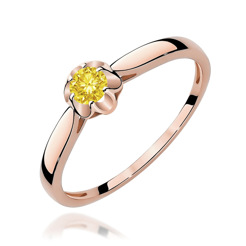 Inel Aur 14K cu Diamant Galben de Laborator 0.15 ct, imaginea 5 din 12