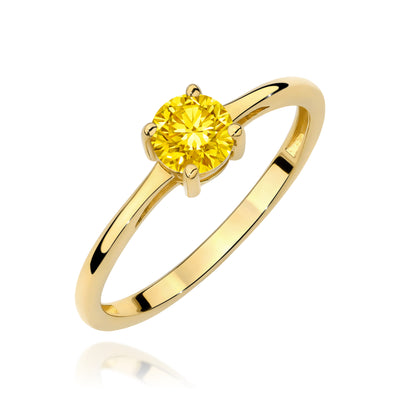 Inel Aur 14K cu Diamant Galben de Laborator 0.50 ct