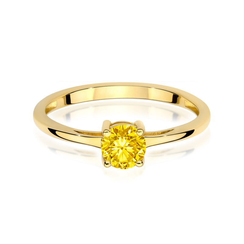 Inel Aur 14K cu Diamant Galben de Laborator 0.50 ct, imaginea 2 din 12