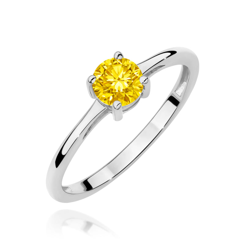 Inel Aur 14K cu Diamant Galben de Laborator 0.50 ct, imaginea 9 din 12