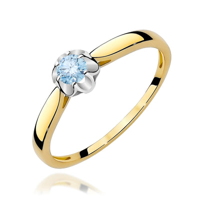 Inel Aur 9K cu Diamant Albastru de Laborator 0.15 ct