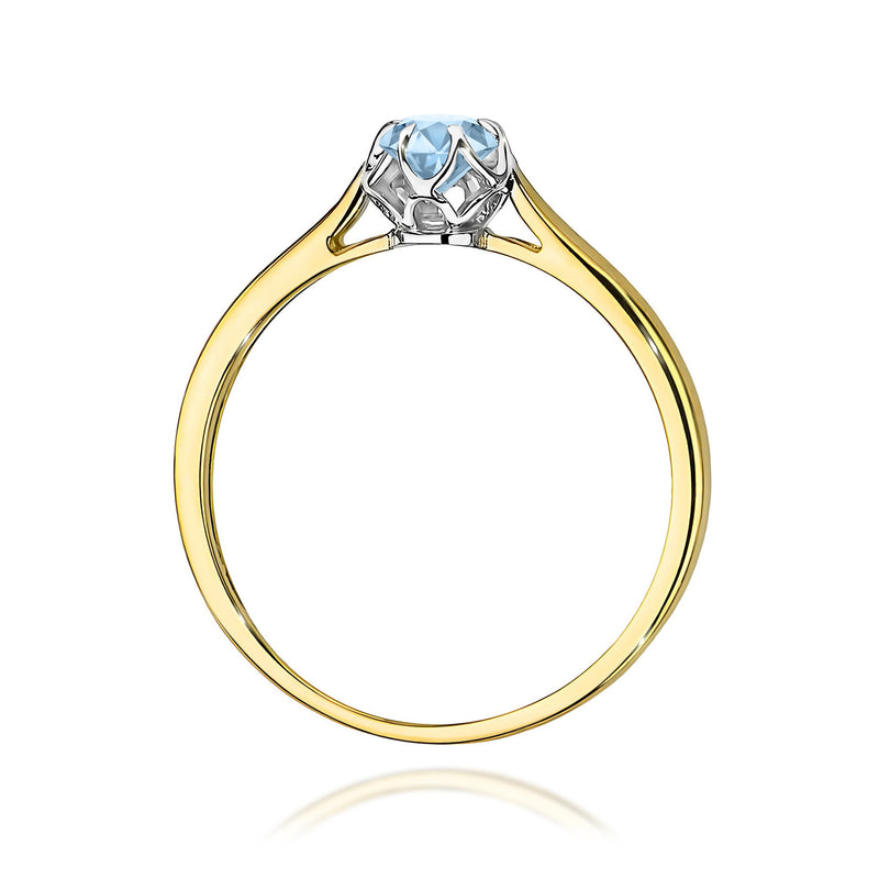 Inel Aur 9K cu Diamant Albastru de Laborator 0.15 ct, imaginea 3 din 8