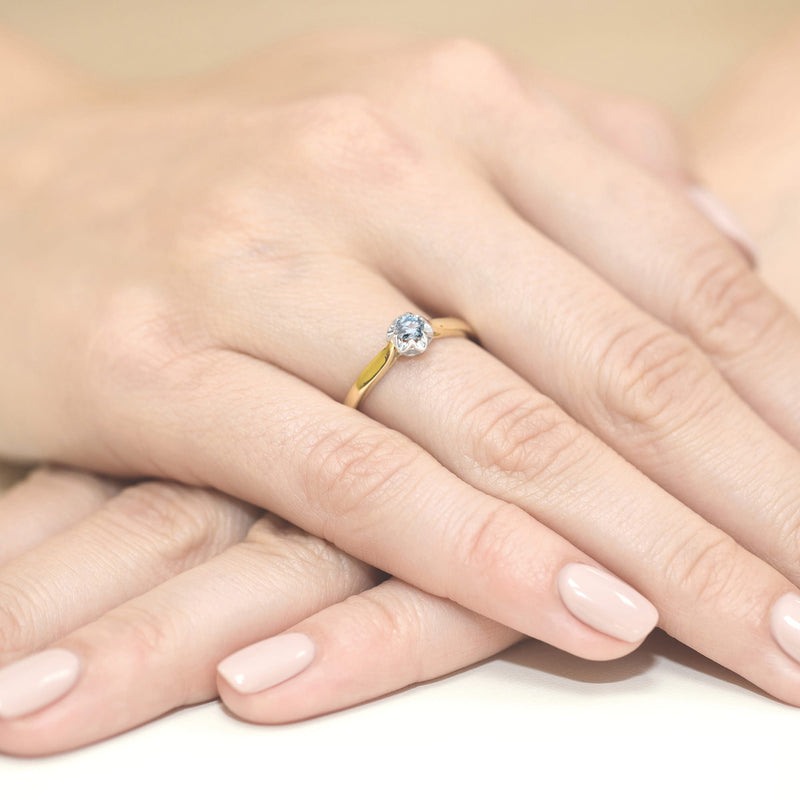 Inel Aur 9K cu Diamant Albastru de Laborator 0.15 ct, imaginea 4 din 8