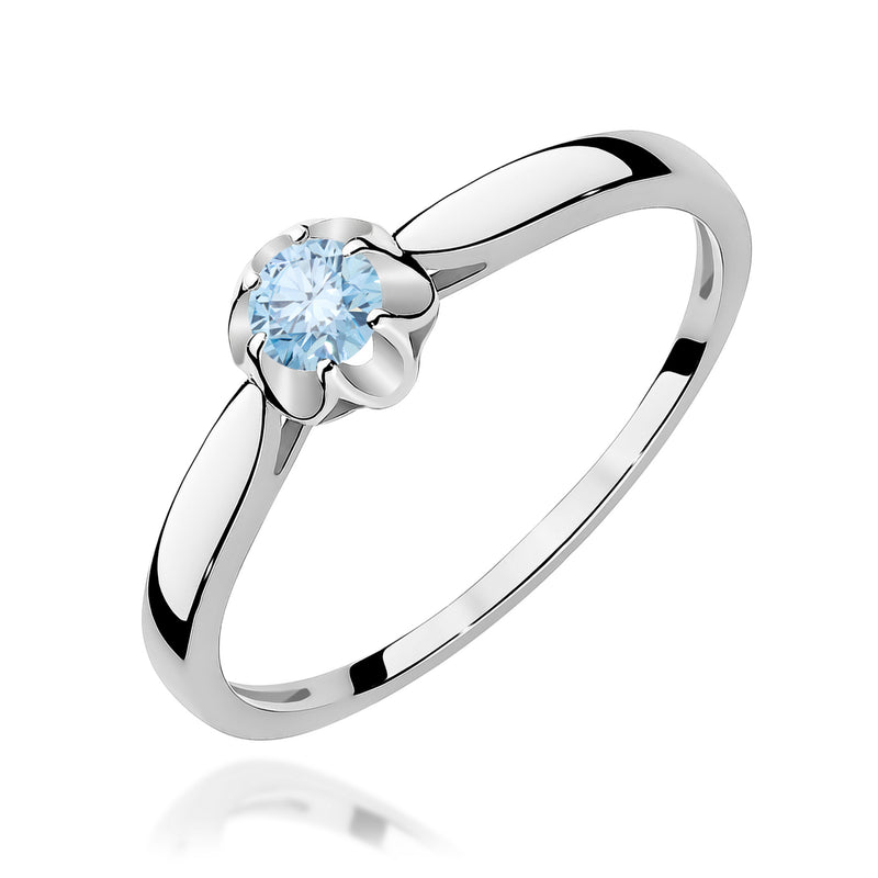 Inel Aur 9K cu Diamant Albastru de Laborator 0.15 ct, imaginea 5 din 8