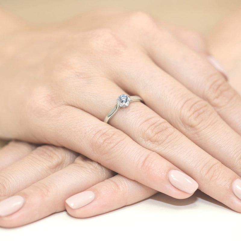 Inel Aur 9K cu Diamant Albastru de Laborator 0.15 ct, imaginea 8 din 8