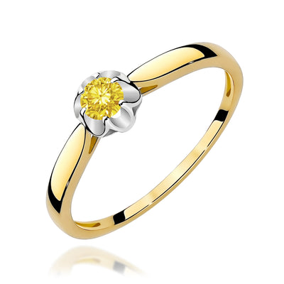 Inel Aur 9K cu Diamant Galben de Laborator 0.15 ct
