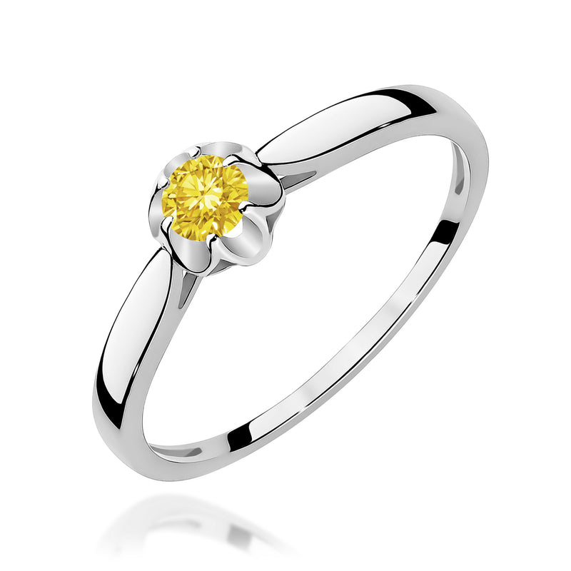 Inel Aur 9K cu Diamant Galben de Laborator 0.15 ct, imaginea 5 din 8