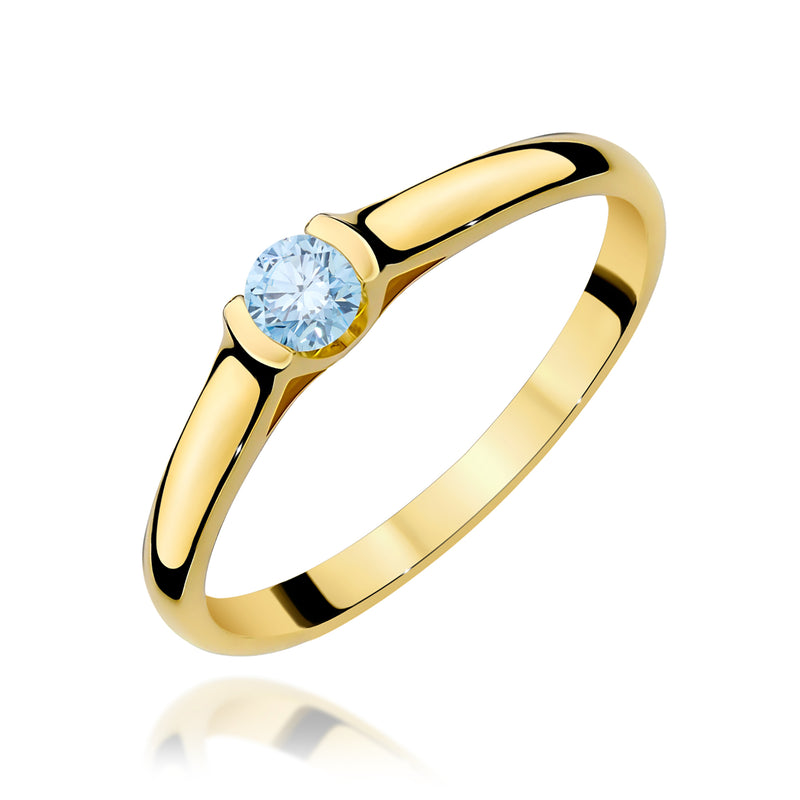 Inel Aur 9K cu Diamant de Laborator 0.15 ct — Aur galben