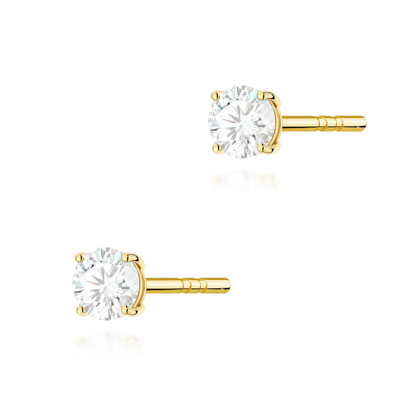 Cercei Aur 14K cu Diamant de Laborator 0.15 ct — Aur galben
