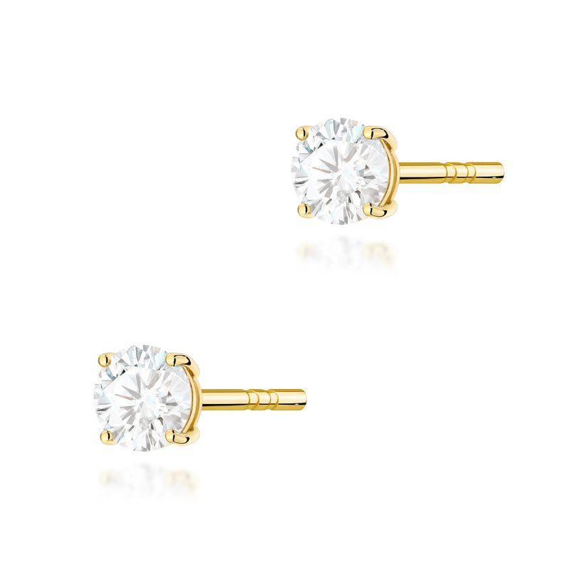 Cercei Aur 14K cu Diamant Natural 0.30 ct — Aur galben