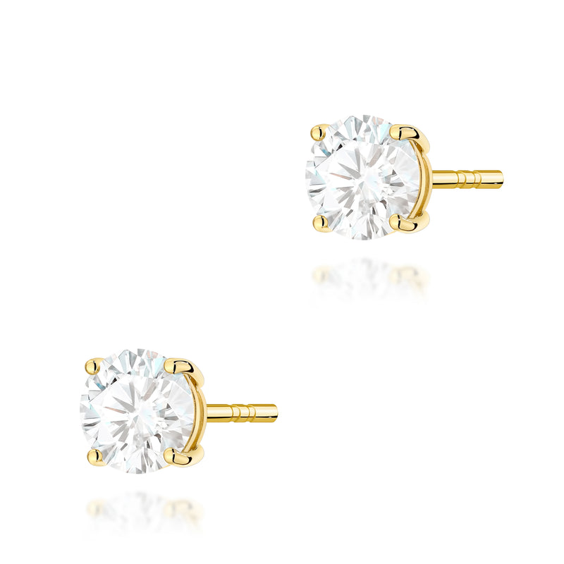 Cercei Aur 14K cu Diamant Natural 1.00 ct — Aur galben
