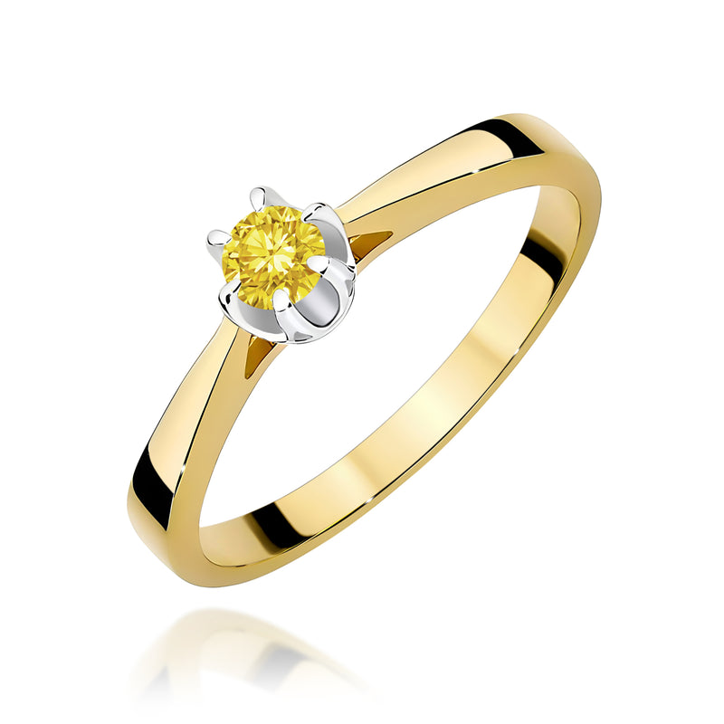 Inel Aur 9K cu Diamant de Laborator 0.12 ct — Aur galben