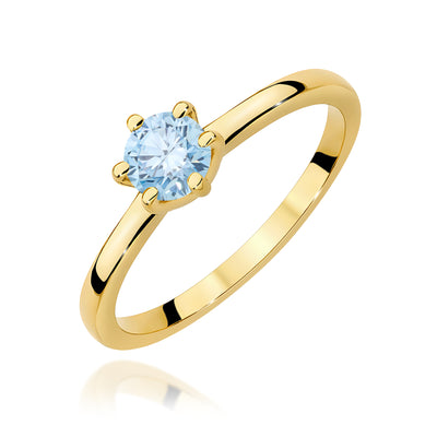 Inel Aur 14K cu Diamant Albastru de Laborator 0.50 ct
