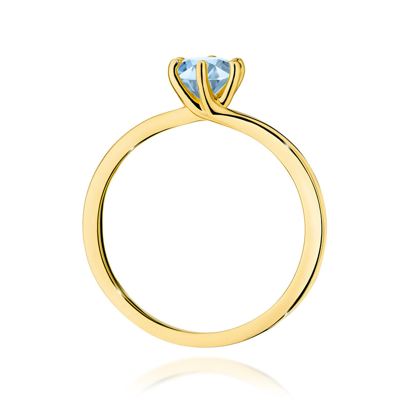 Inel Aur 14K cu Diamant Albastru de Laborator 0.50 ct, imaginea 3 din 12