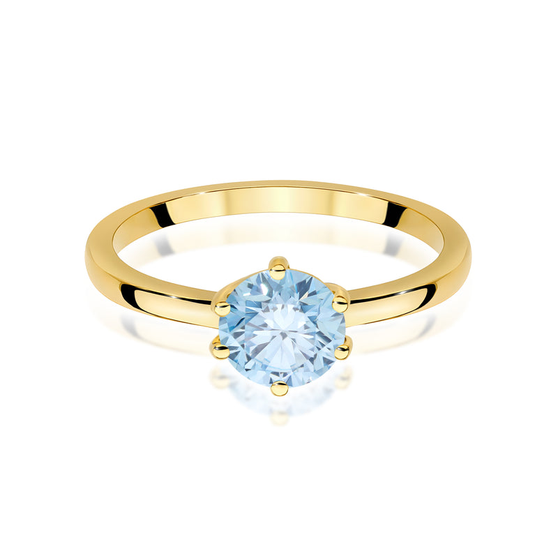 Inel Aur 14K cu Diamant Albastru de Laborator 1.00 ct, imaginea 2 din 12
