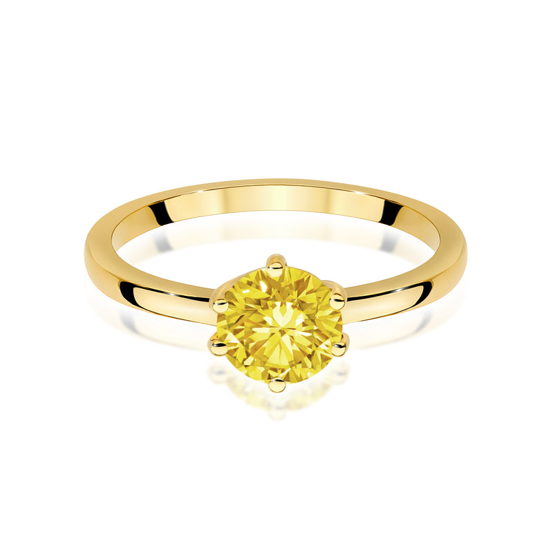 Inel Aur 14K cu Diamant Galben de Laborator 1.00 ct, imaginea 2 din 12
