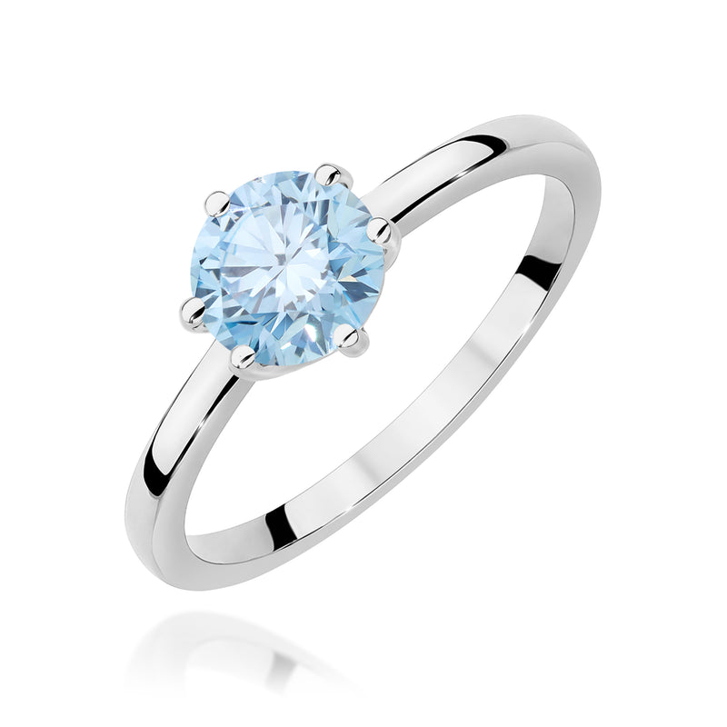 Inel Aur 9K cu Diamant Albastru de Laborator 1.00 ct, imaginea 5 din 8