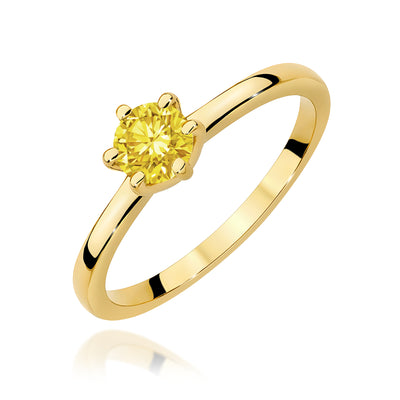 Inel Aur 9K cu Diamant Galben de Laborator 0.50 ct