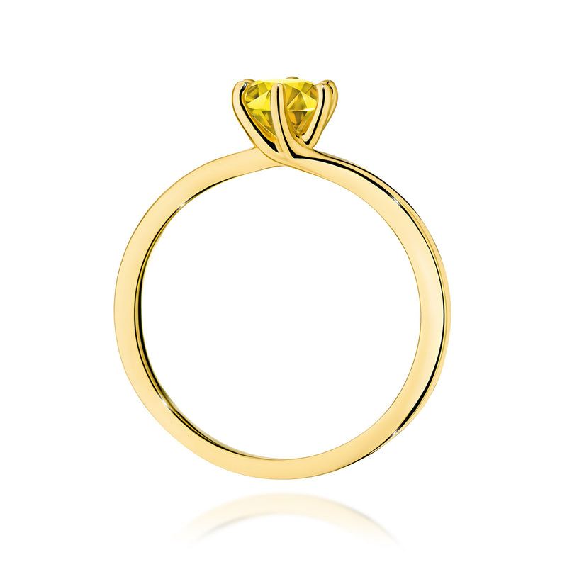 Inel Aur 9K cu Diamant Galben de Laborator 0.50 ct, imaginea 3 din 8