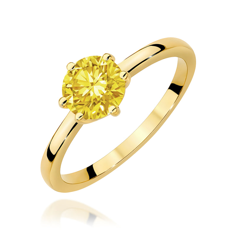 Inel Aur 9K cu Diamant Galben de Laborator 1.00 ct — Aur galben