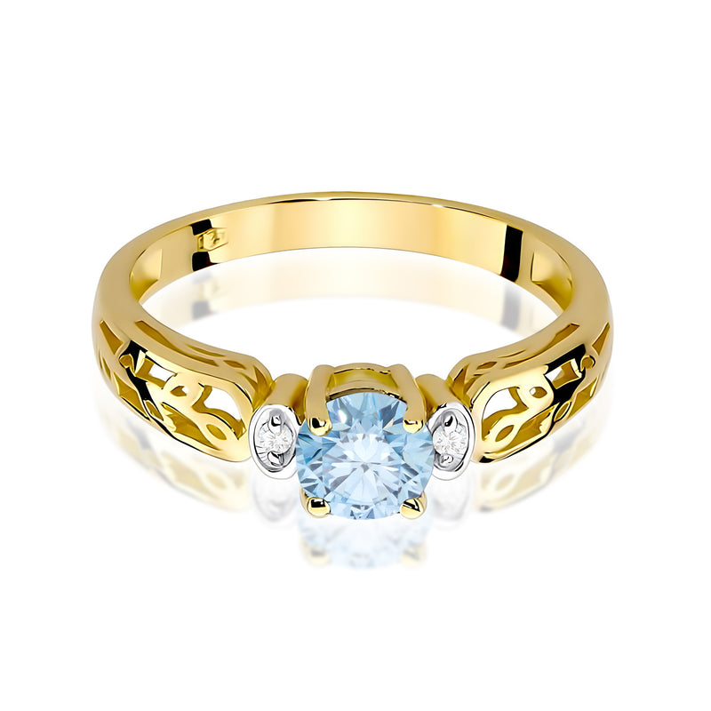 Inel Aur 14K cu Diamante Albastre de Laborator 0.52 ct, imaginea 2 din 12