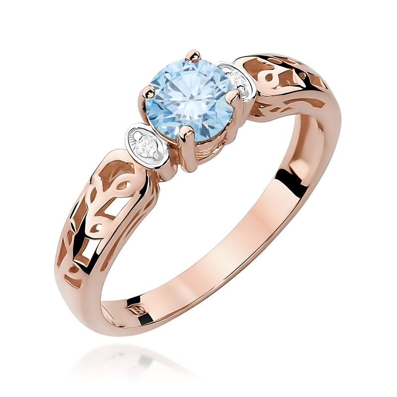 Inel Aur 14K cu Diamante Albastre de Laborator 0.52 ct, imaginea 5 din 12
