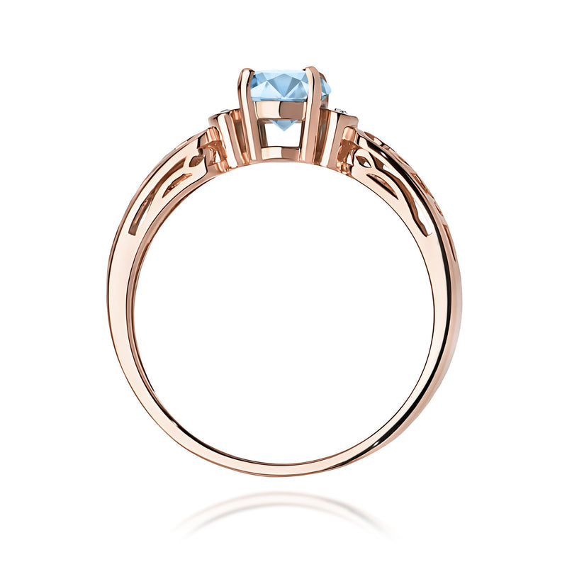 Inel Aur 14K cu Diamante Albastre de Laborator 0.52 ct, imaginea 7 din 12