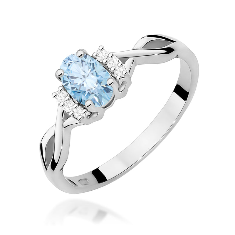 Inel Aur 14K cu Diamante Albastre de Laborator 0.55 ct, imaginea 9 din 12