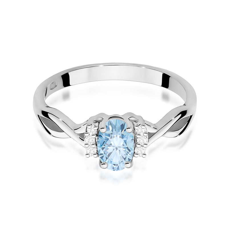 Inel Aur 14K cu Diamante Albastre de Laborator 0.55 ct, imaginea 10 din 12