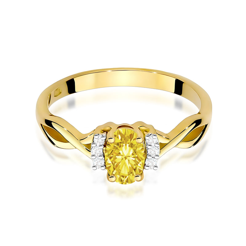 Inel Aur 14K cu Diamante Galbene de Laborator 0.55 ct, imaginea 2 din 12